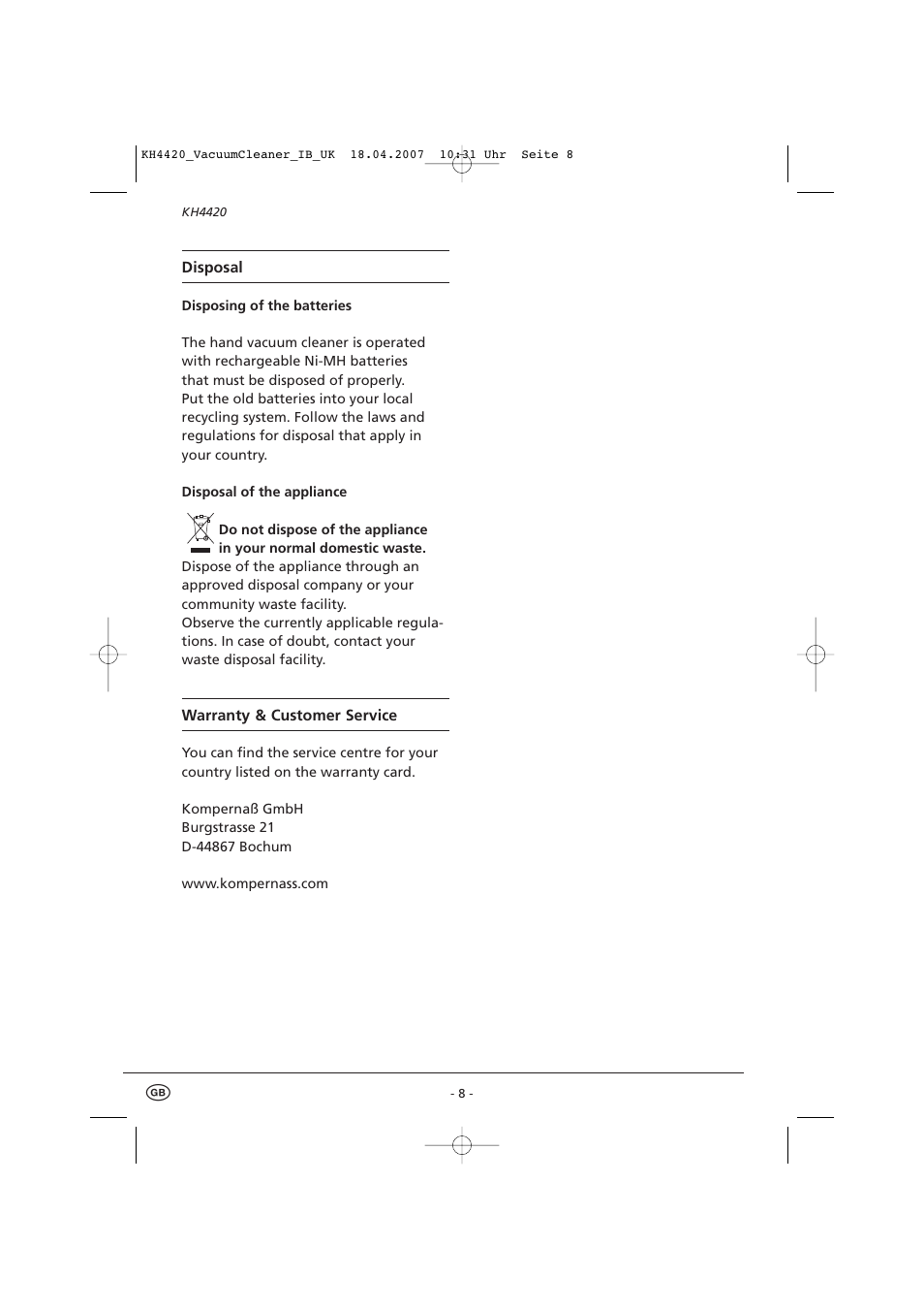 Kompernass KH 4420 User Manual | Page 10 / 10