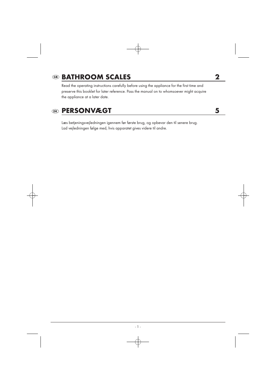 Bathroom scales 2, Personvægt 5 | Kompernass KH 807 User Manual | Page 3 / 9