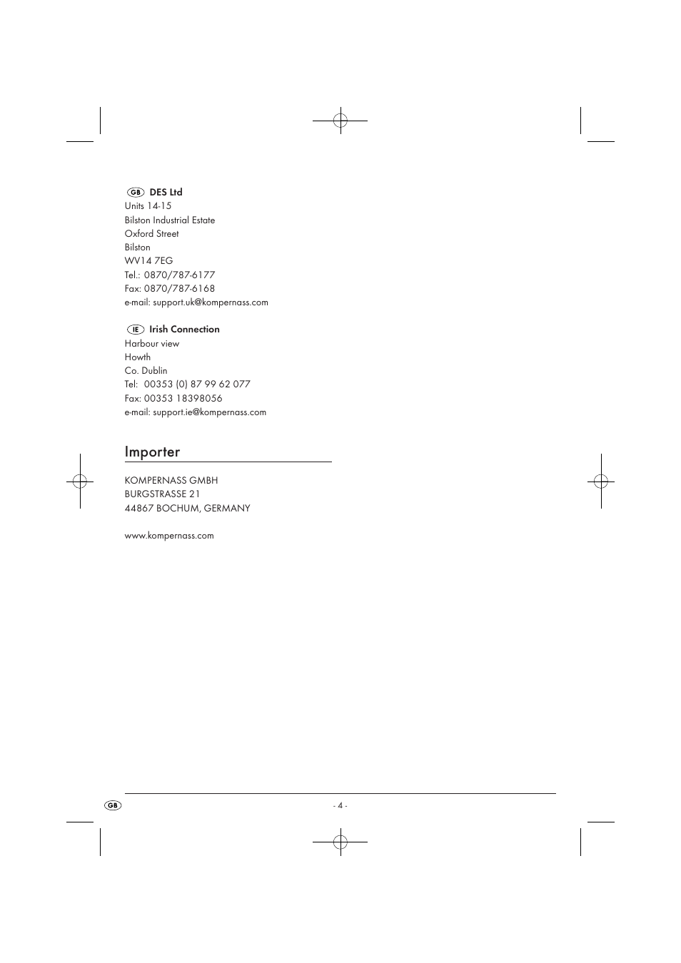Importer | Kompernass KH 807 User Manual | Page 6 / 9