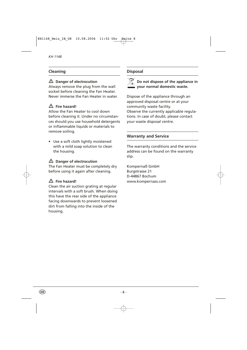 Kompernass KH 1148 User Manual | Page 10 / 12