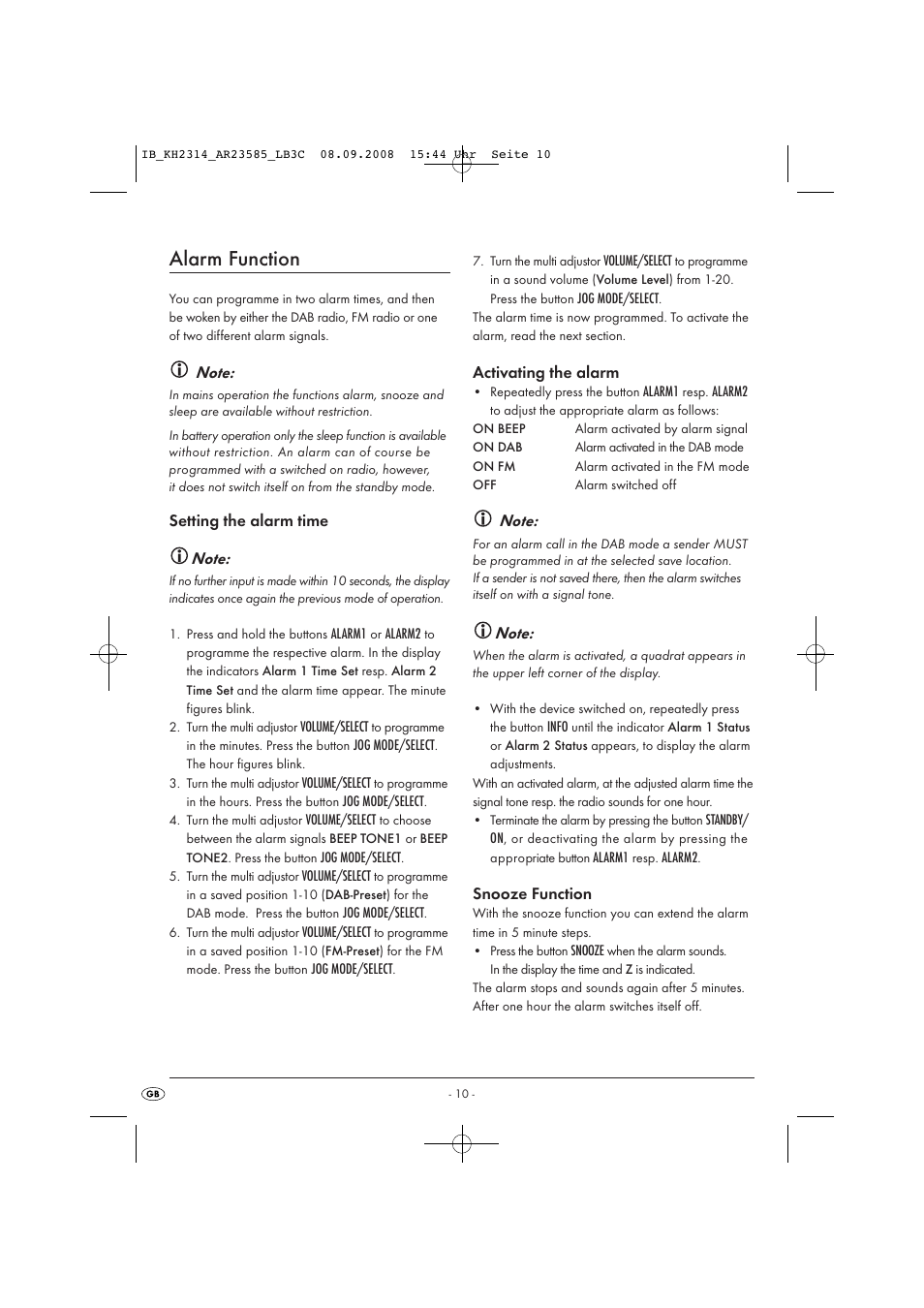 Alarm function | Kompernass KH 2314 User Manual | Page 12 / 29