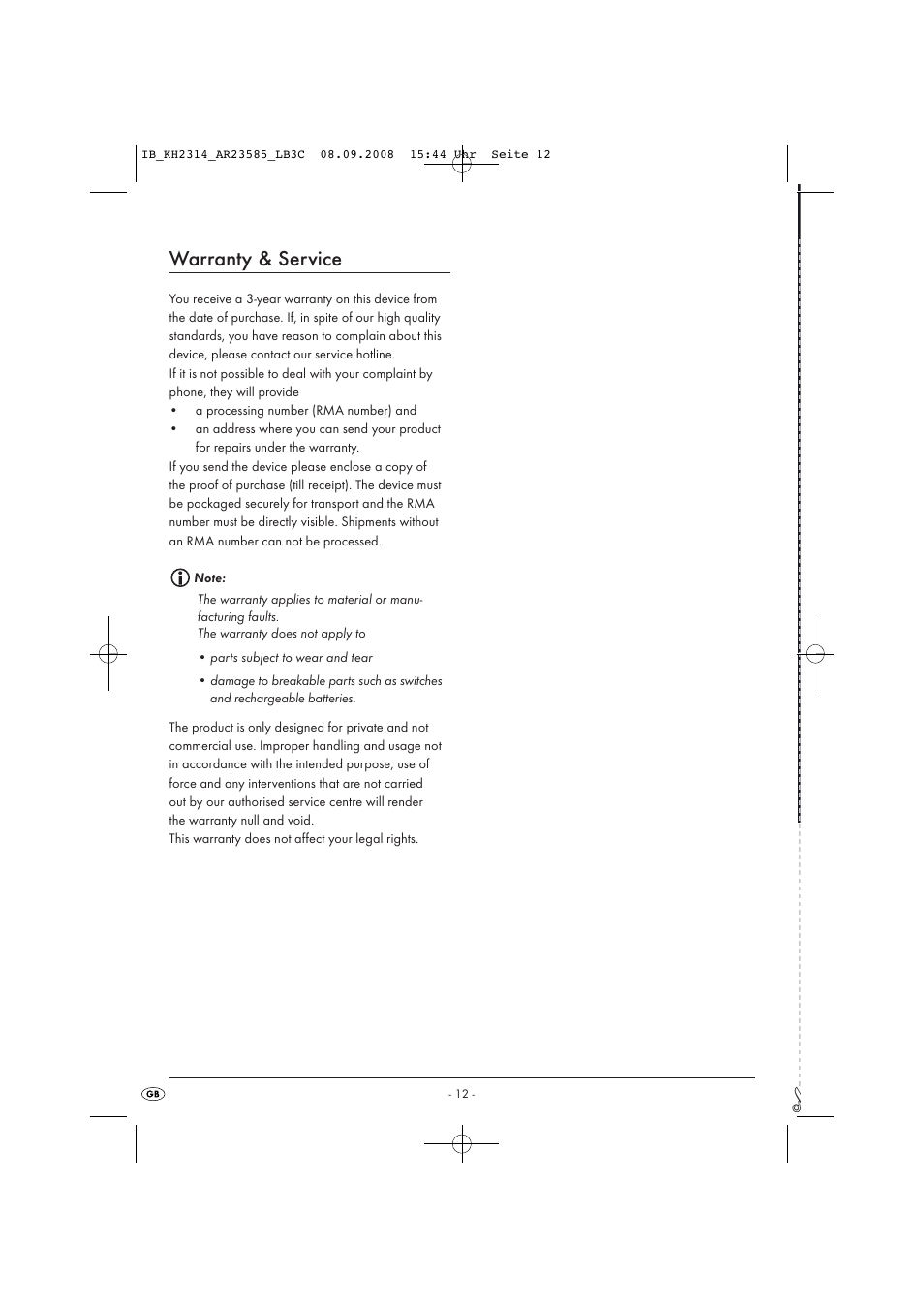 Warranty & service | Kompernass KH 2314 User Manual | Page 14 / 29