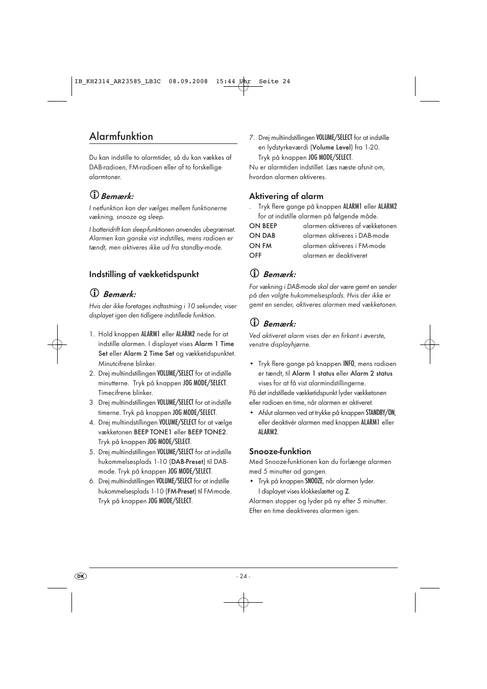 Alarmfunktion | Kompernass KH 2314 User Manual | Page 26 / 29