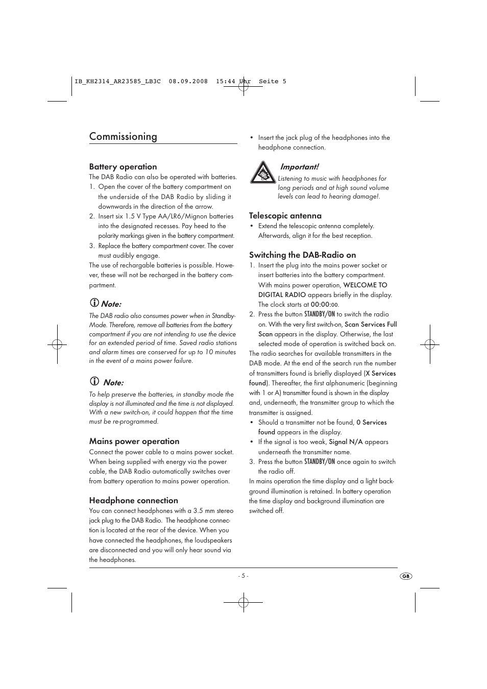 Commissioning | Kompernass KH 2314 User Manual | Page 7 / 29