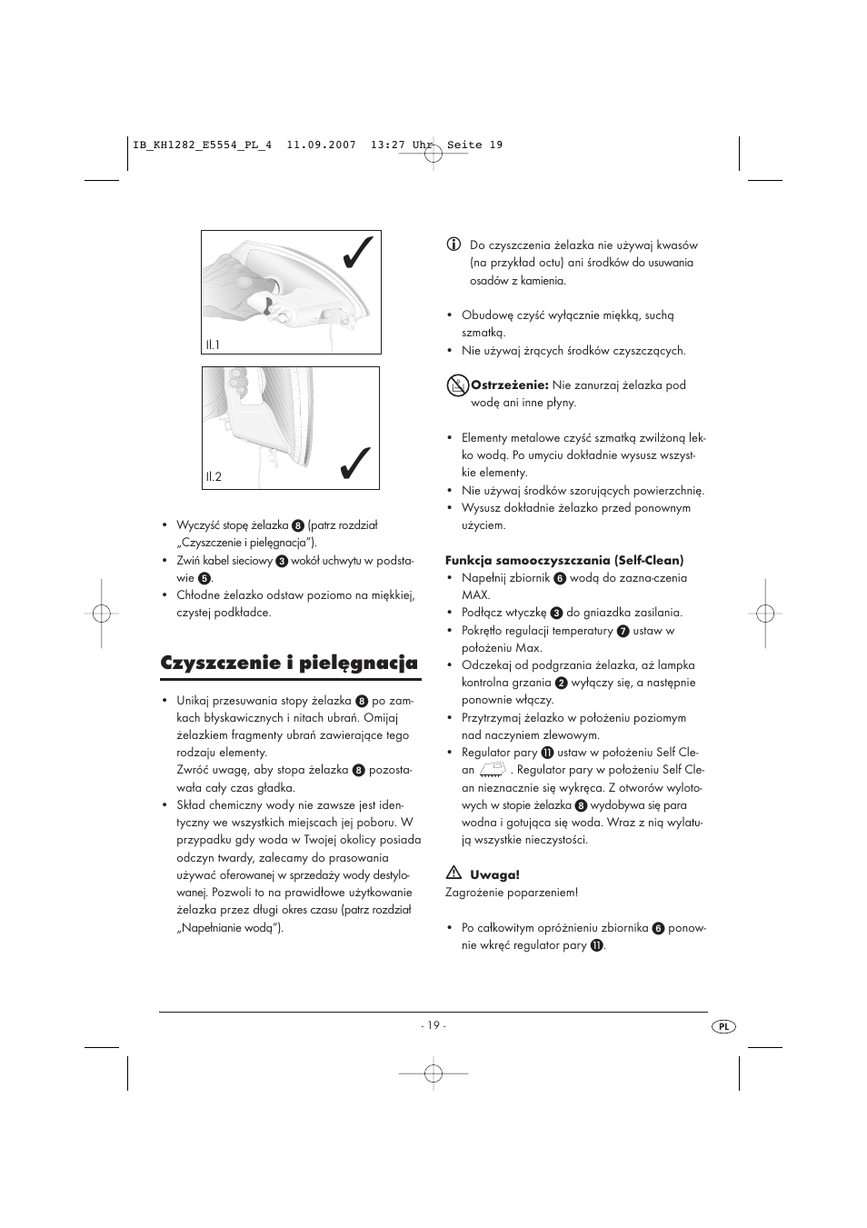 Czyszczenie i pielęgnacja | Kompernass KH 1282 User Manual | Page 19 / 76