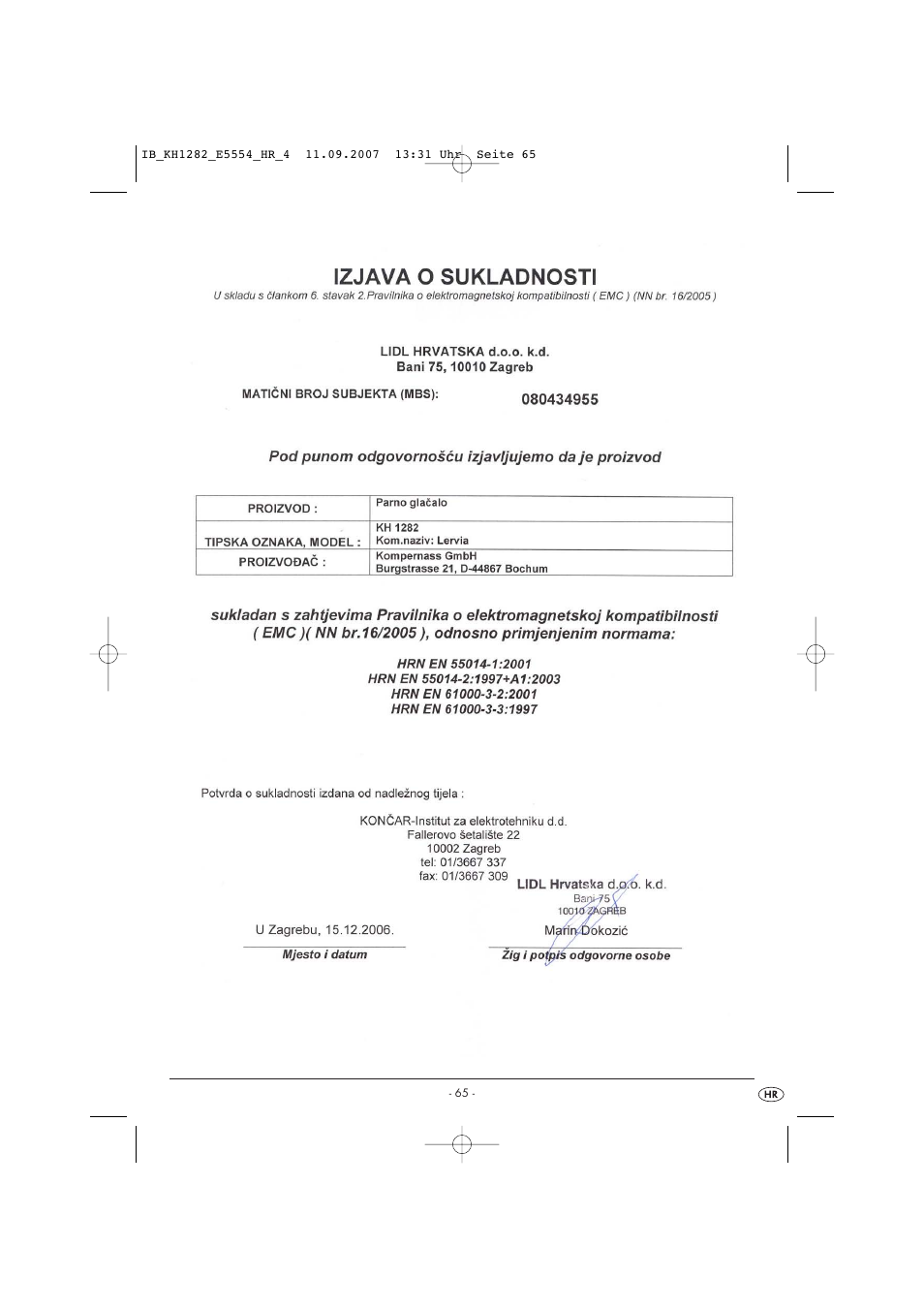 Kompernass KH 1282 User Manual | Page 65 / 76