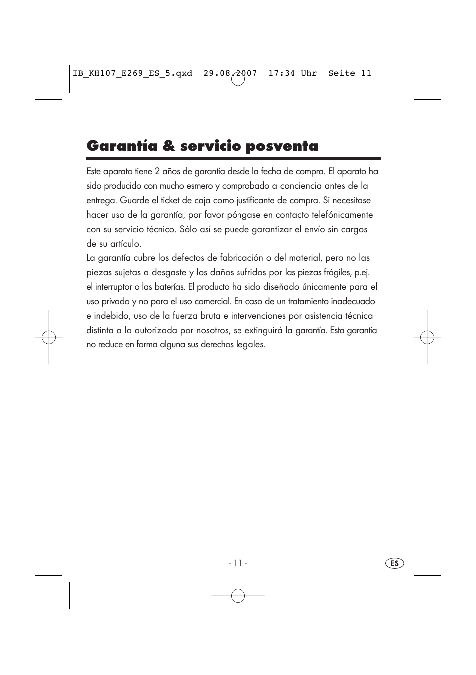 Garantía & servicio posventa | Kompernass KH 107 User Manual | Page 11 / 52