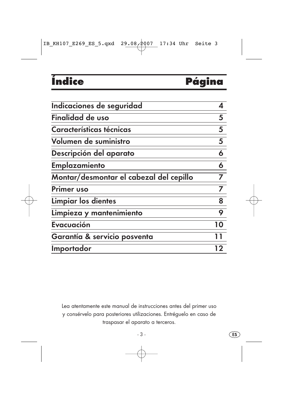 Índice página | Kompernass KH 107 User Manual | Page 3 / 52