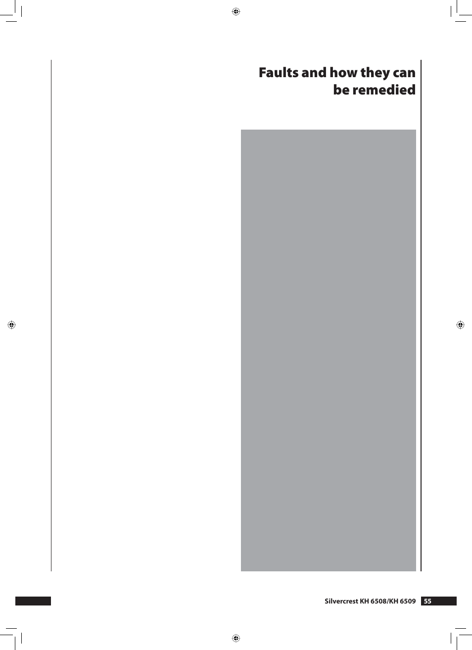 Faults and how they can be remedied | Kompernass KH 6508 User Manual | Page 57 / 66