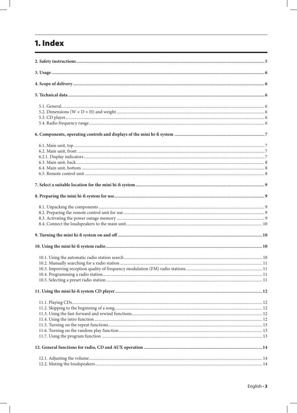 Index | Kompernass KH 2233 User Manual | Page 3 / 20