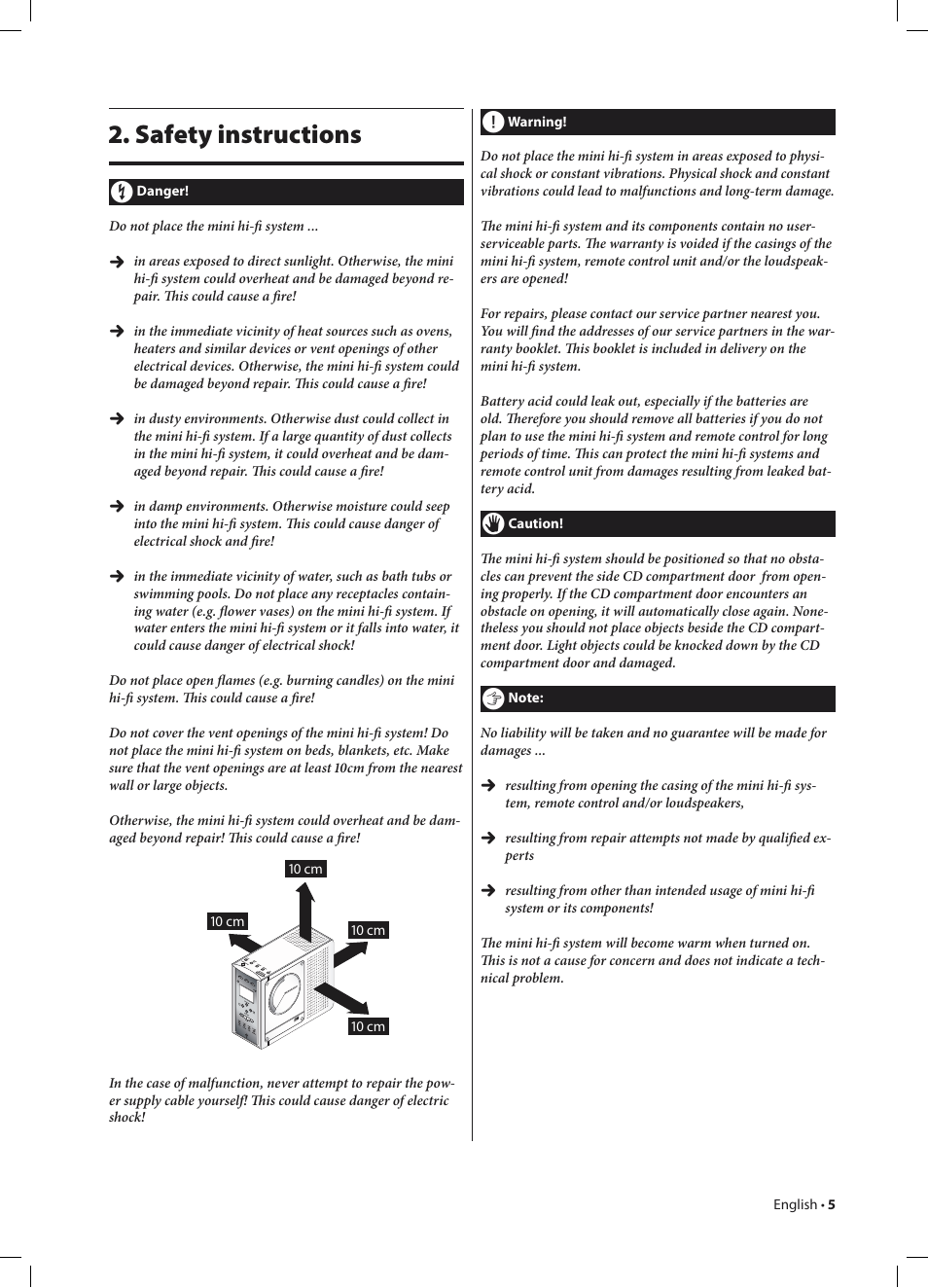 Safety instructions | Kompernass KH 2233 User Manual | Page 5 / 20