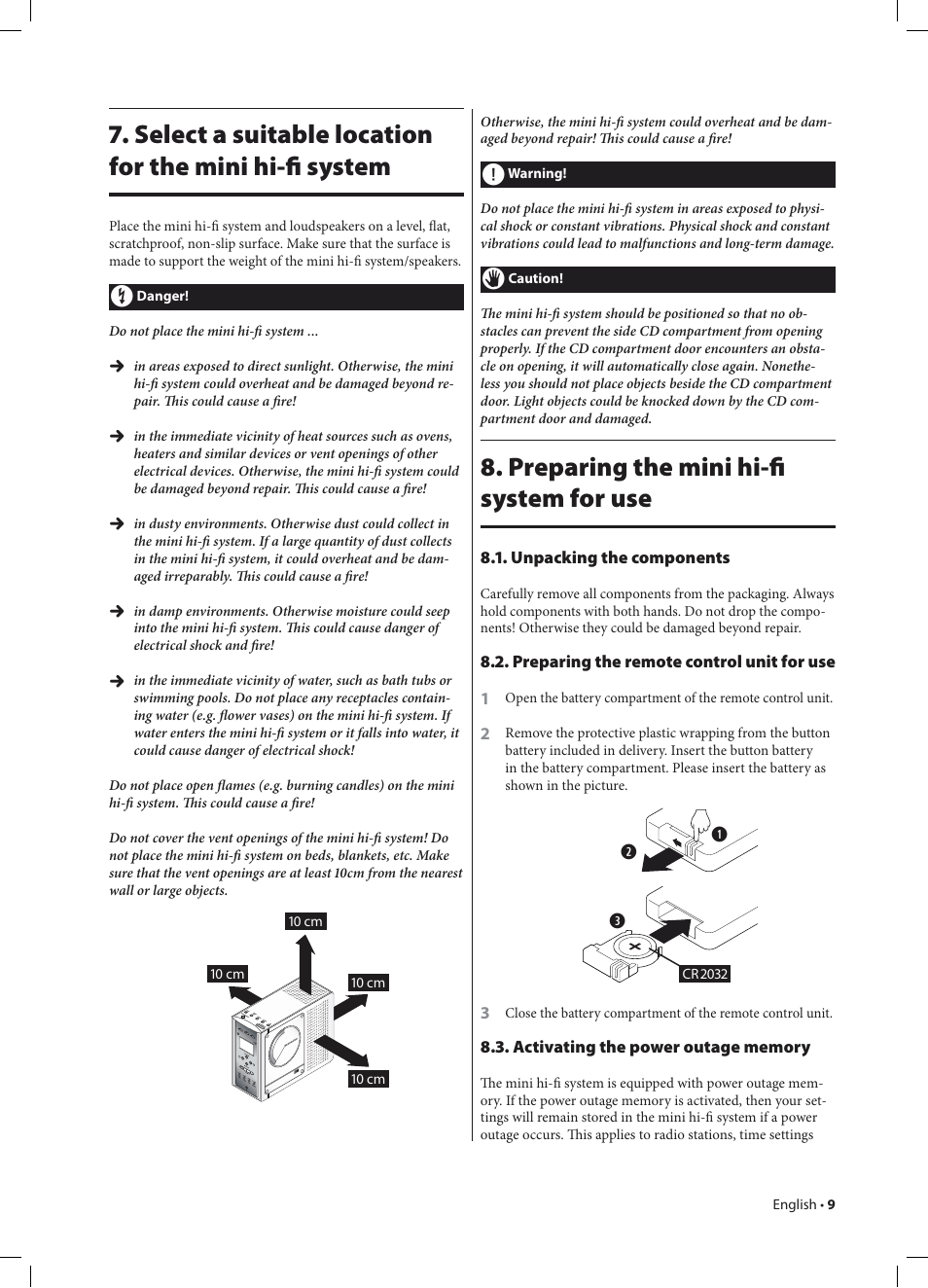 Preparing the mini hi-ﬁ system for use | Kompernass KH 2233 User Manual | Page 9 / 20
