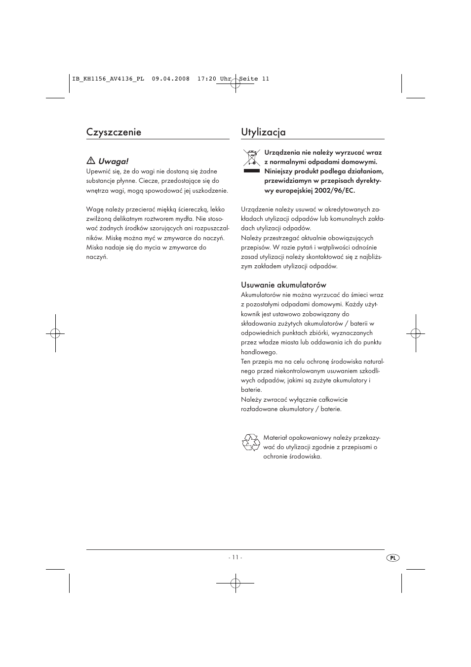 Czyszczenie, Utylizacja | Kompernass KH 1156 User Manual | Page 13 / 52