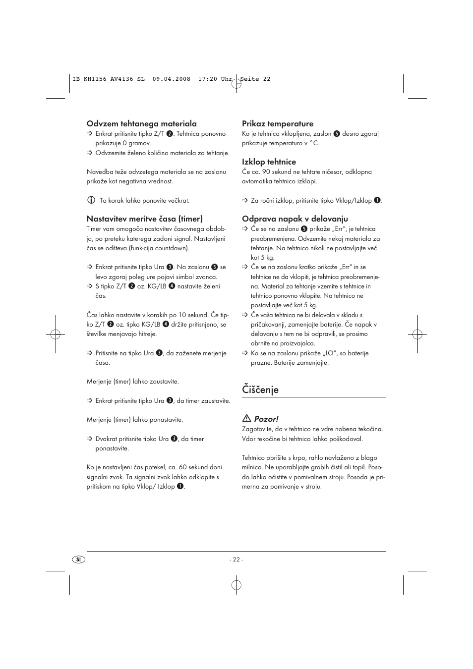 Čiščenje | Kompernass KH 1156 User Manual | Page 24 / 52