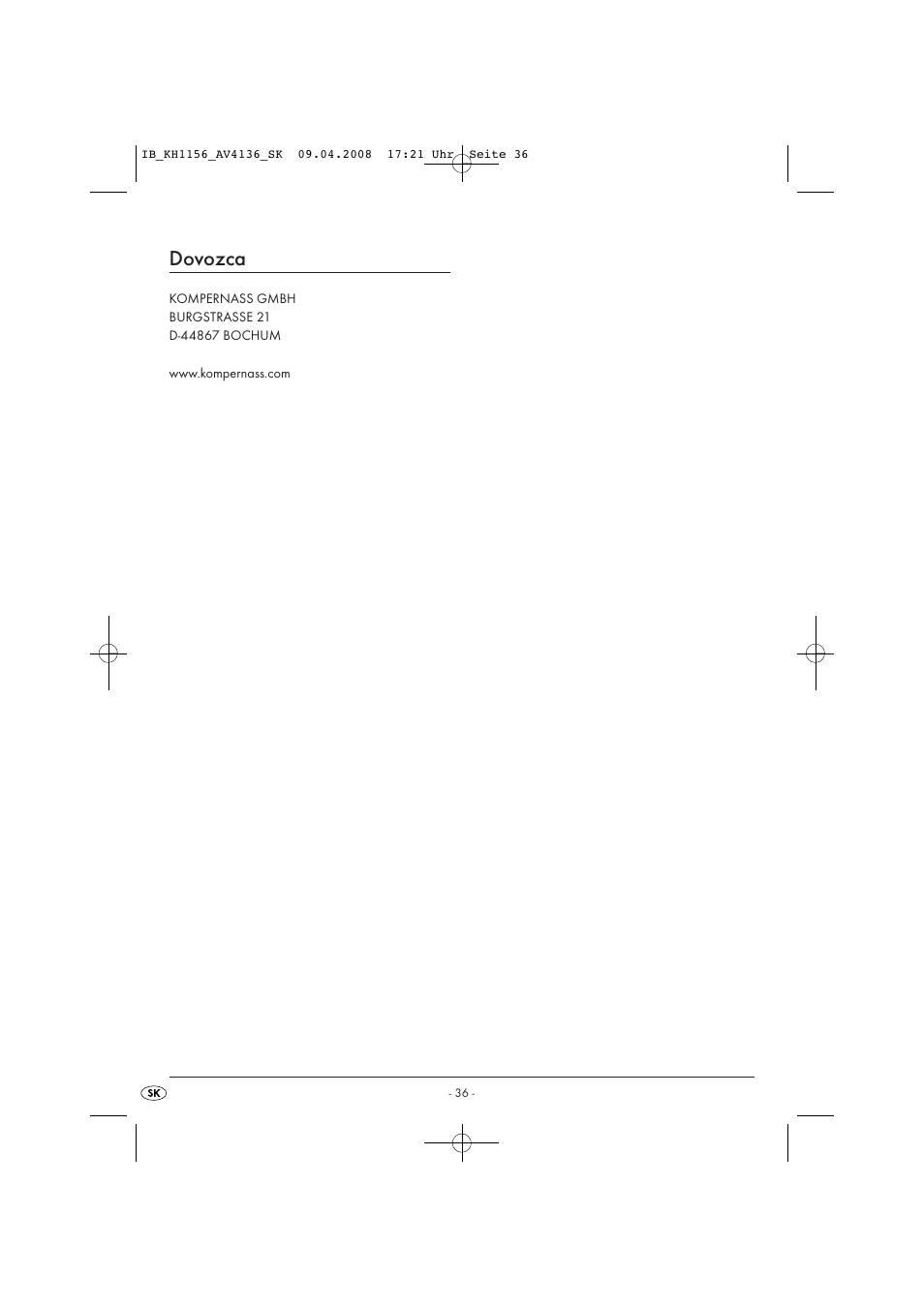 Dovozca | Kompernass KH 1156 User Manual | Page 38 / 52