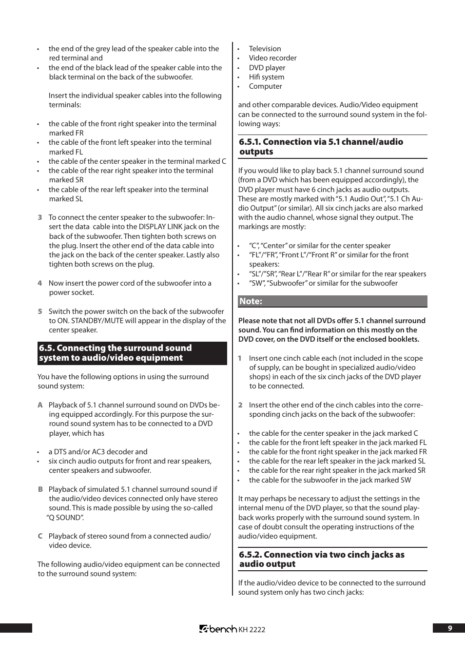 Kompernass Bench KH 2222 User Manual | Page 9 / 16
