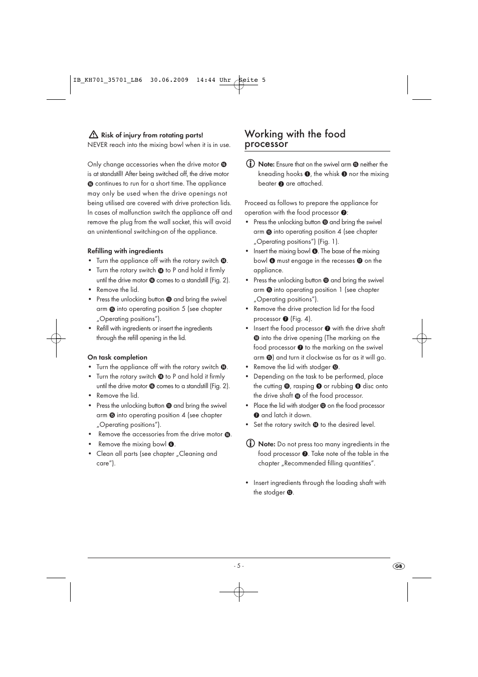 Working with the food processor | Kompernass KH 701 User Manual | Page 7 / 11
