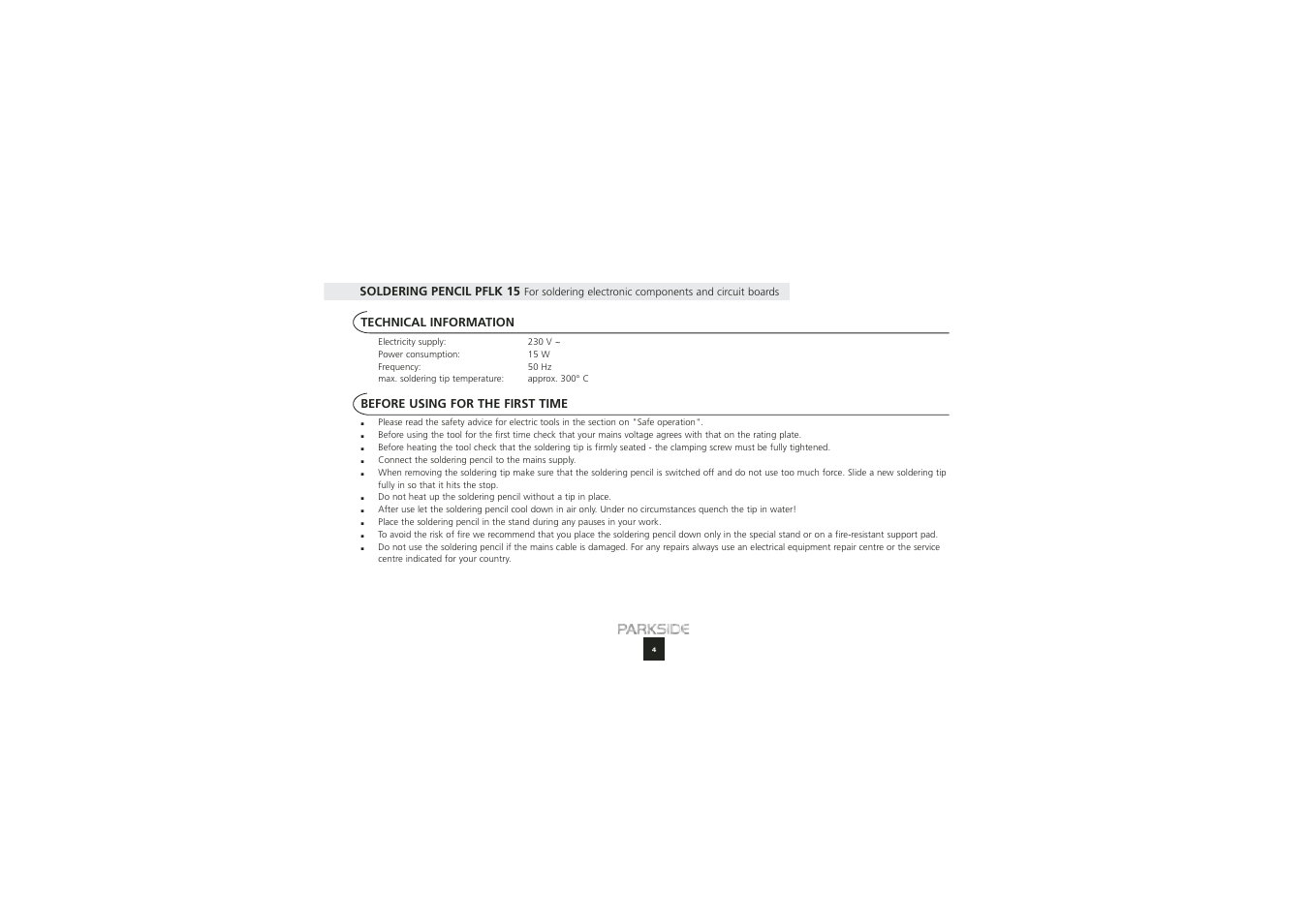 Kompernass PFLK15 User Manual | Page 4 / 9