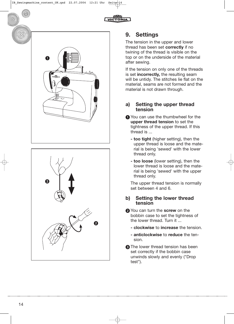 Settings | Kompernass Victoria 270 E User Manual | Page 14 / 30