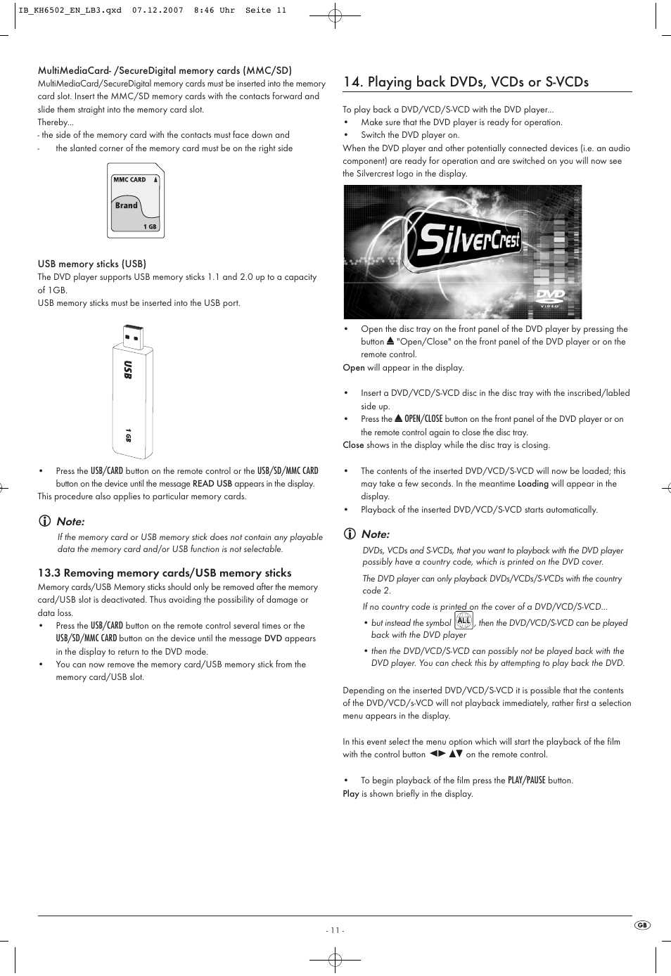 Playing back dvds, vcds or s-vcds | Kompernass KH 6502 User Manual | Page 13 / 46