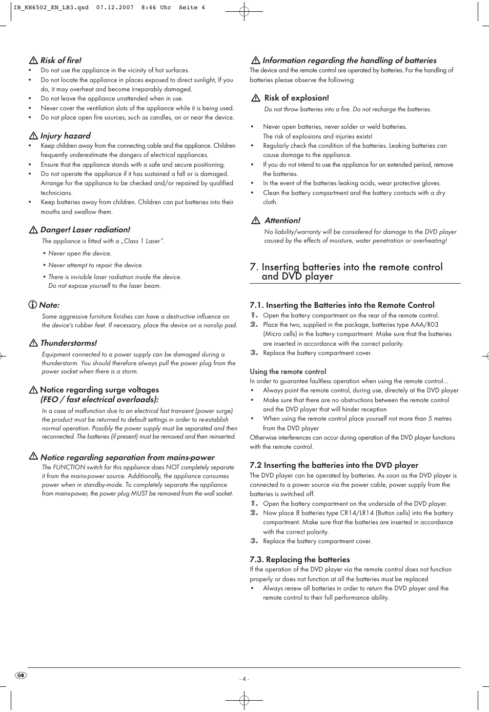 Kompernass KH 6502 User Manual | Page 6 / 46