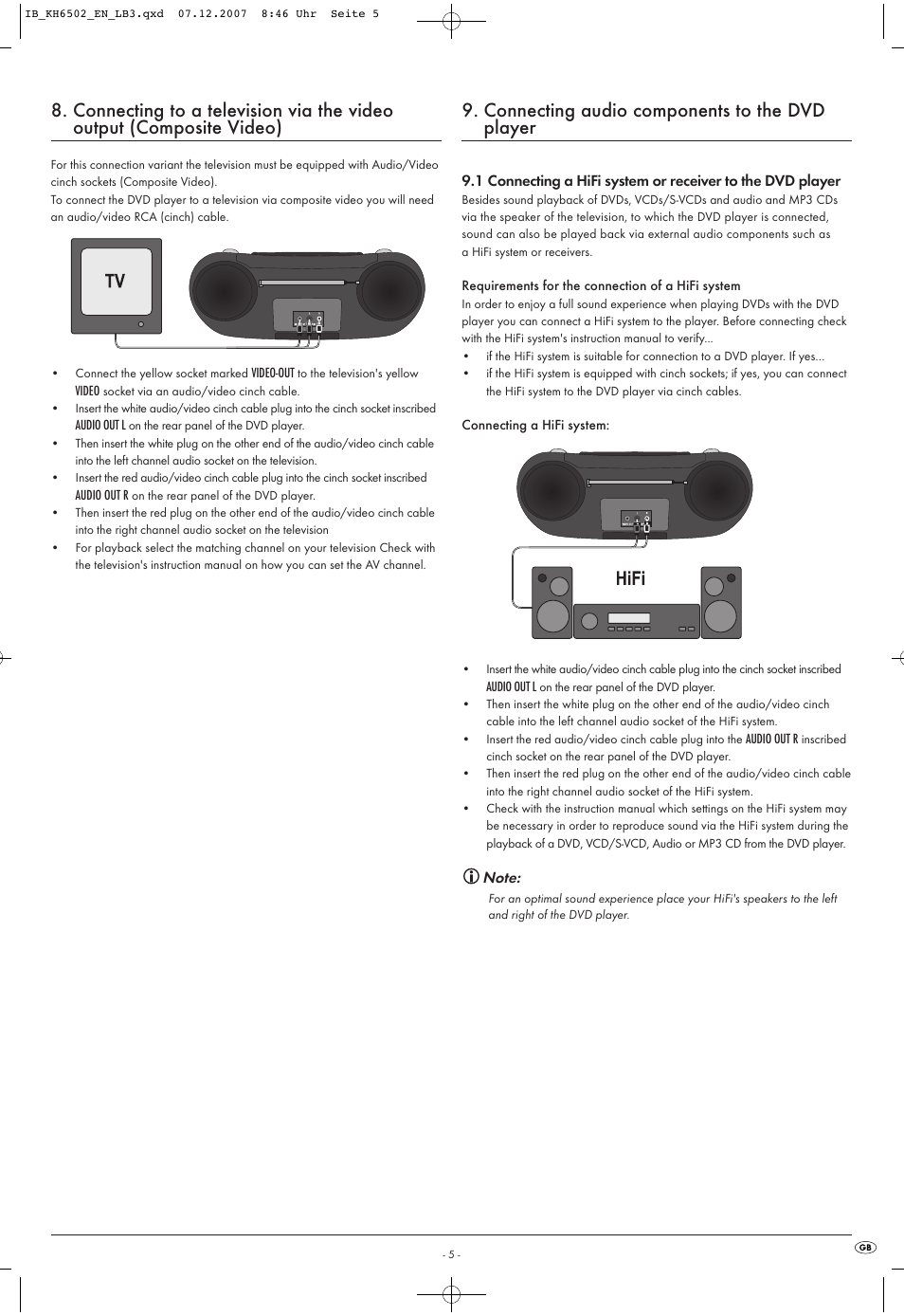 Connecting audio components to the dvd player | Kompernass KH 6502 User Manual | Page 7 / 46