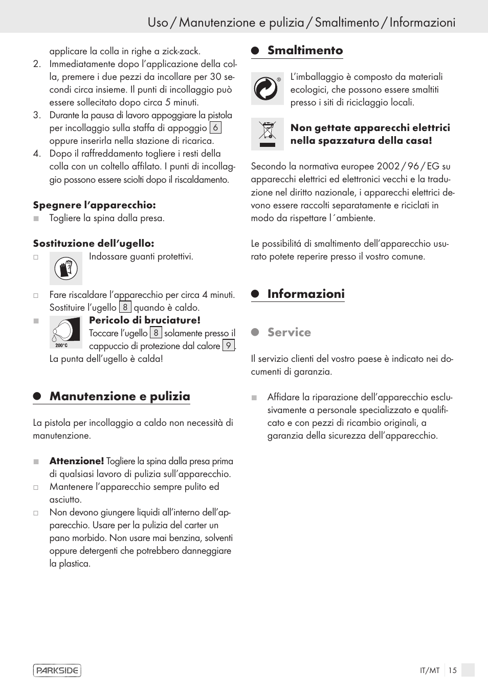 Manutenzione e pulizia, Smaltimento, Informazioni | Service | Kompernass KH 3119 User Manual | Page 13 / 26