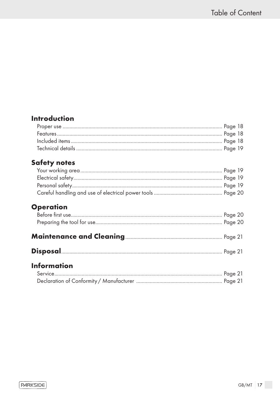 Table of content | Kompernass KH 3119 User Manual | Page 15 / 26