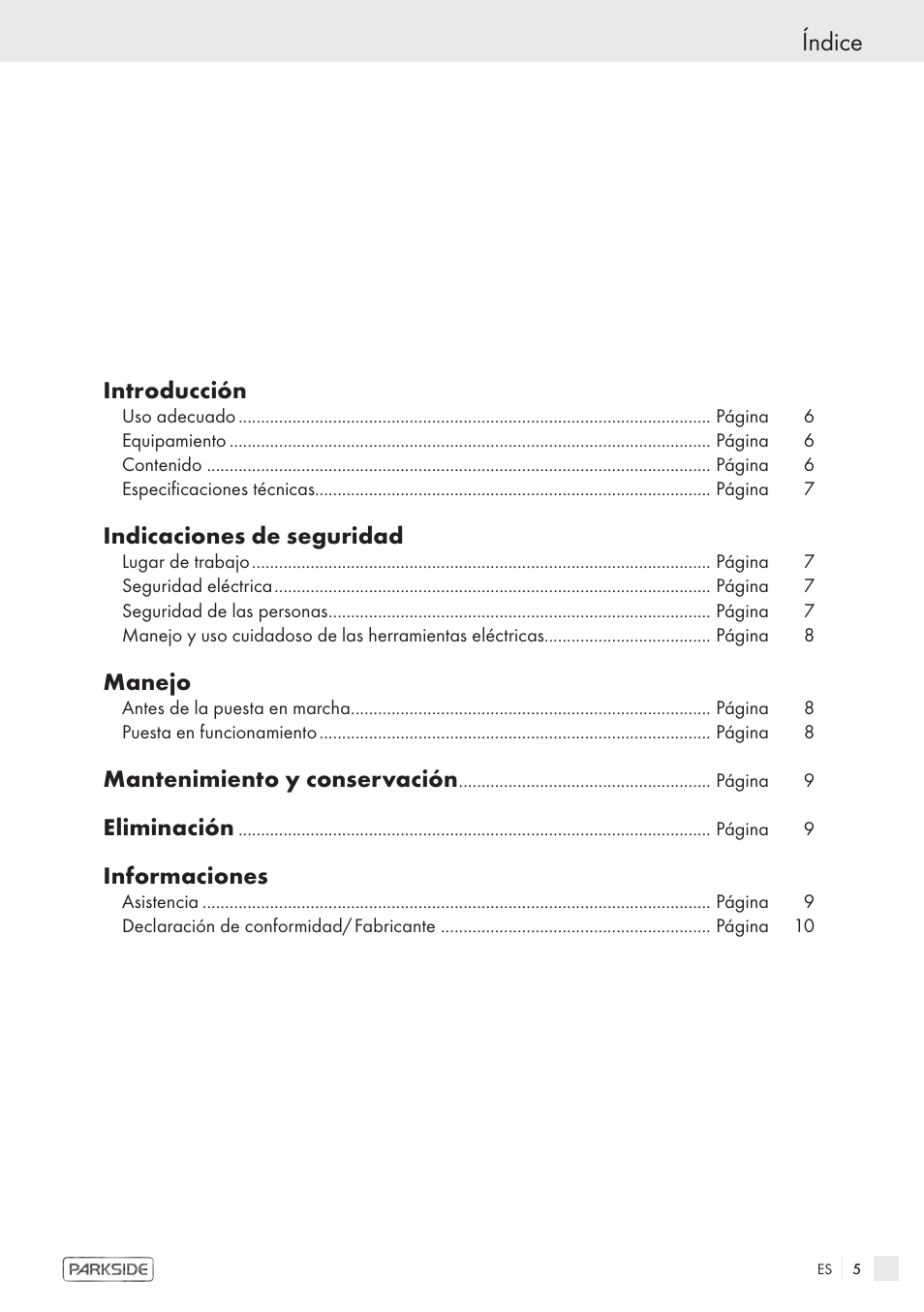 Índice, Introducción, Indicaciones de seguridad | Manejo, Mantenimiento y conservación, Eliminación, Informaciones | Kompernass KH 3119 User Manual | Page 3 / 26