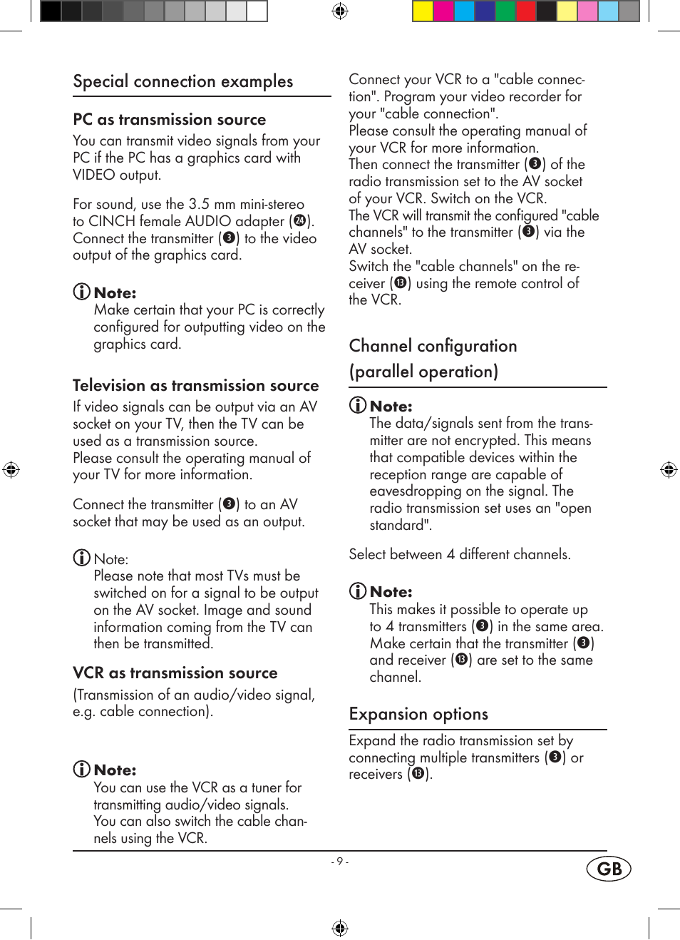 Special connection examples, Channel configuration (parallel operation), Expansion options | Kompernass WELLTECH WT 40458 User Manual | Page 11 / 26