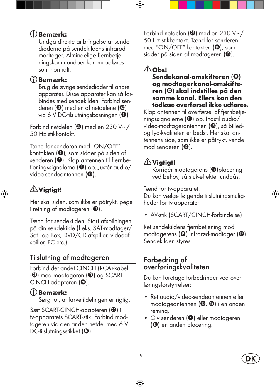 Tilslutning af modtageren, Forbedring af overføringskvaliteten | Kompernass WELLTECH WT 40458 User Manual | Page 21 / 26