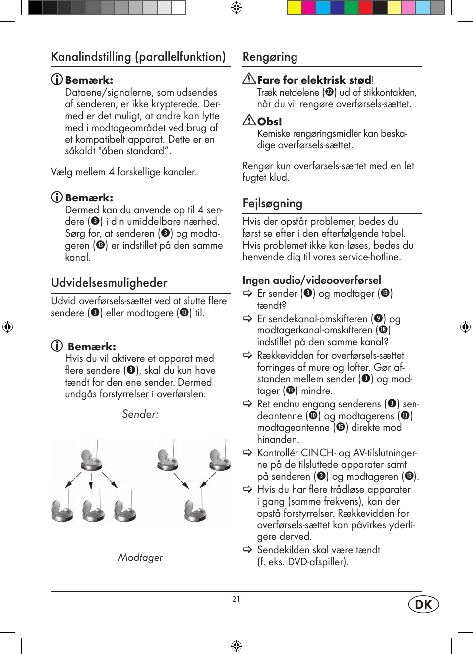 Kanalindstilling (parallelfunktion), Udvidelsesmuligheder, Rengøring | Fejlsøgning | Kompernass WELLTECH WT 40458 User Manual | Page 23 / 26
