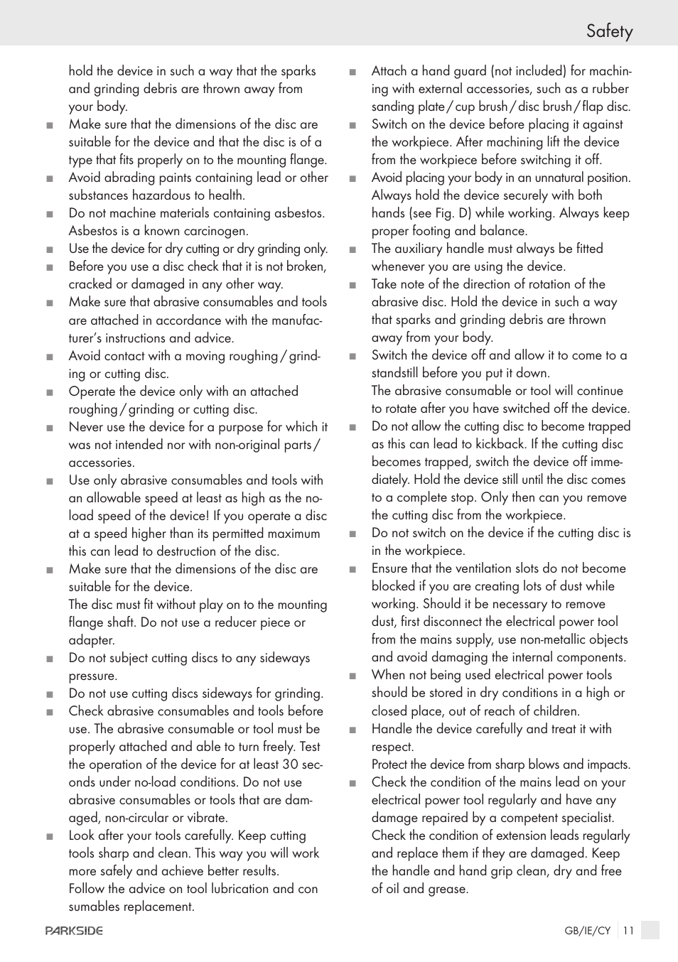 Safety | Kompernass PWS 230 User Manual | Page 9 / 14