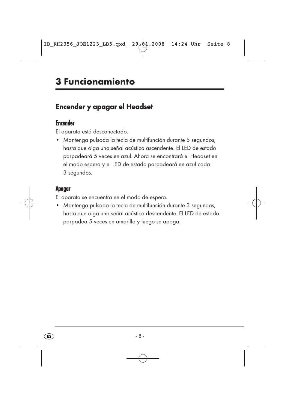 3 funcionamiento | Kompernass KH 2356 User Manual | Page 10 / 68