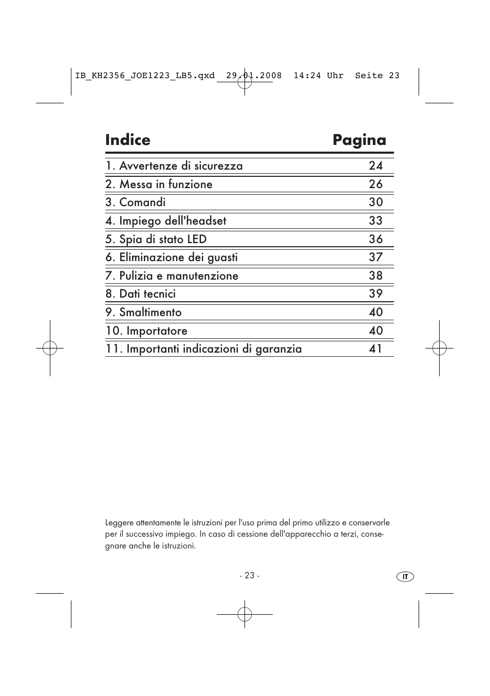 Indice pagina | Kompernass KH 2356 User Manual | Page 25 / 68