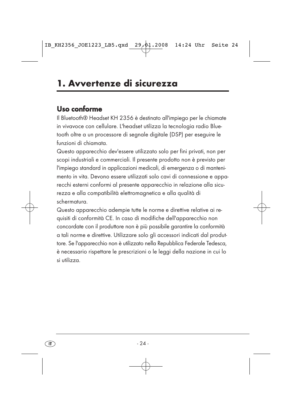 Avvertenze di sicurezza | Kompernass KH 2356 User Manual | Page 26 / 68