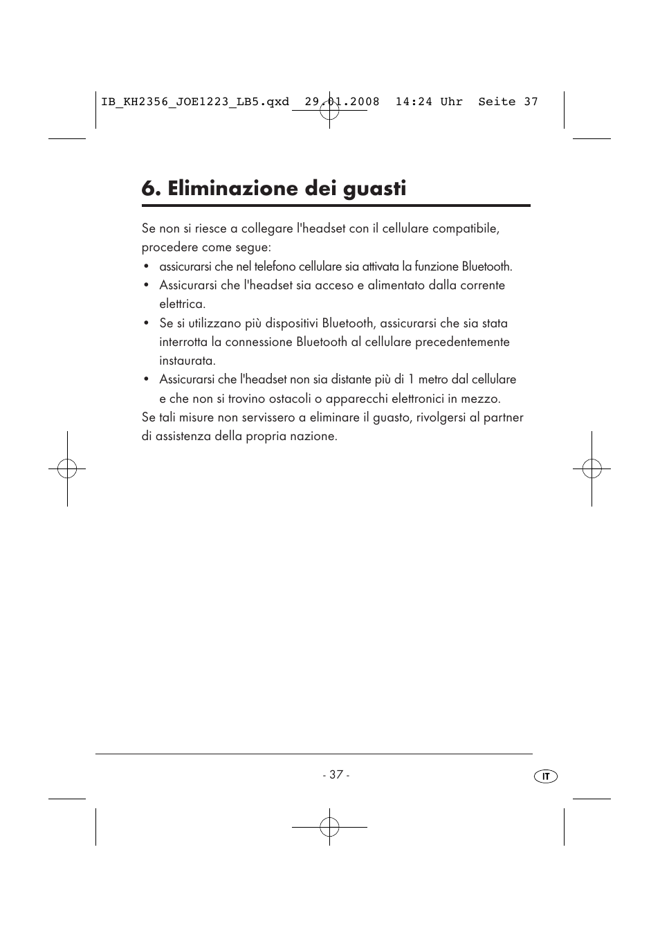 Eliminazione dei guasti | Kompernass KH 2356 User Manual | Page 39 / 68