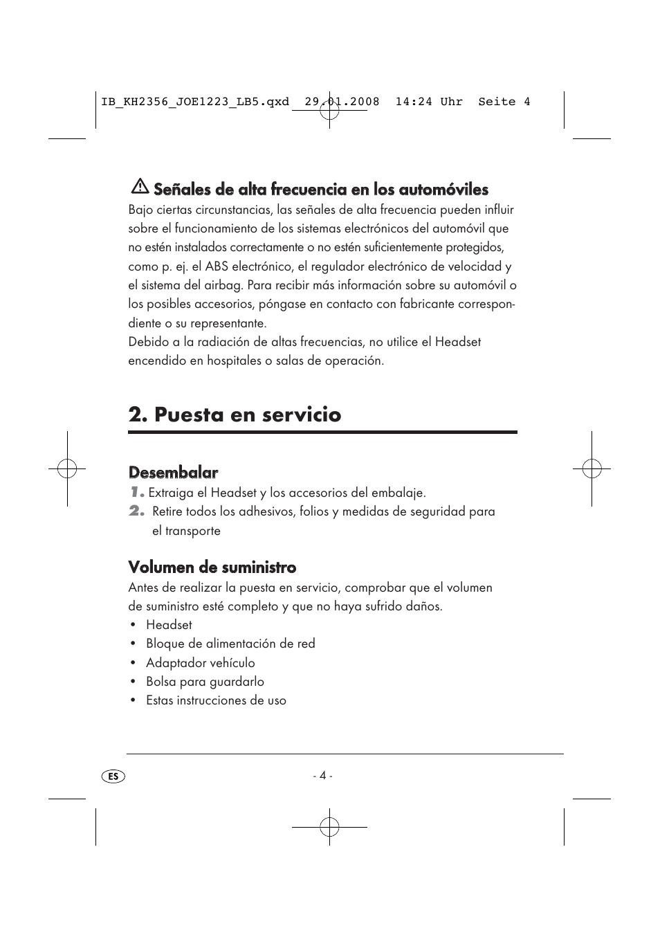 Puesta en servicio | Kompernass KH 2356 User Manual | Page 6 / 68