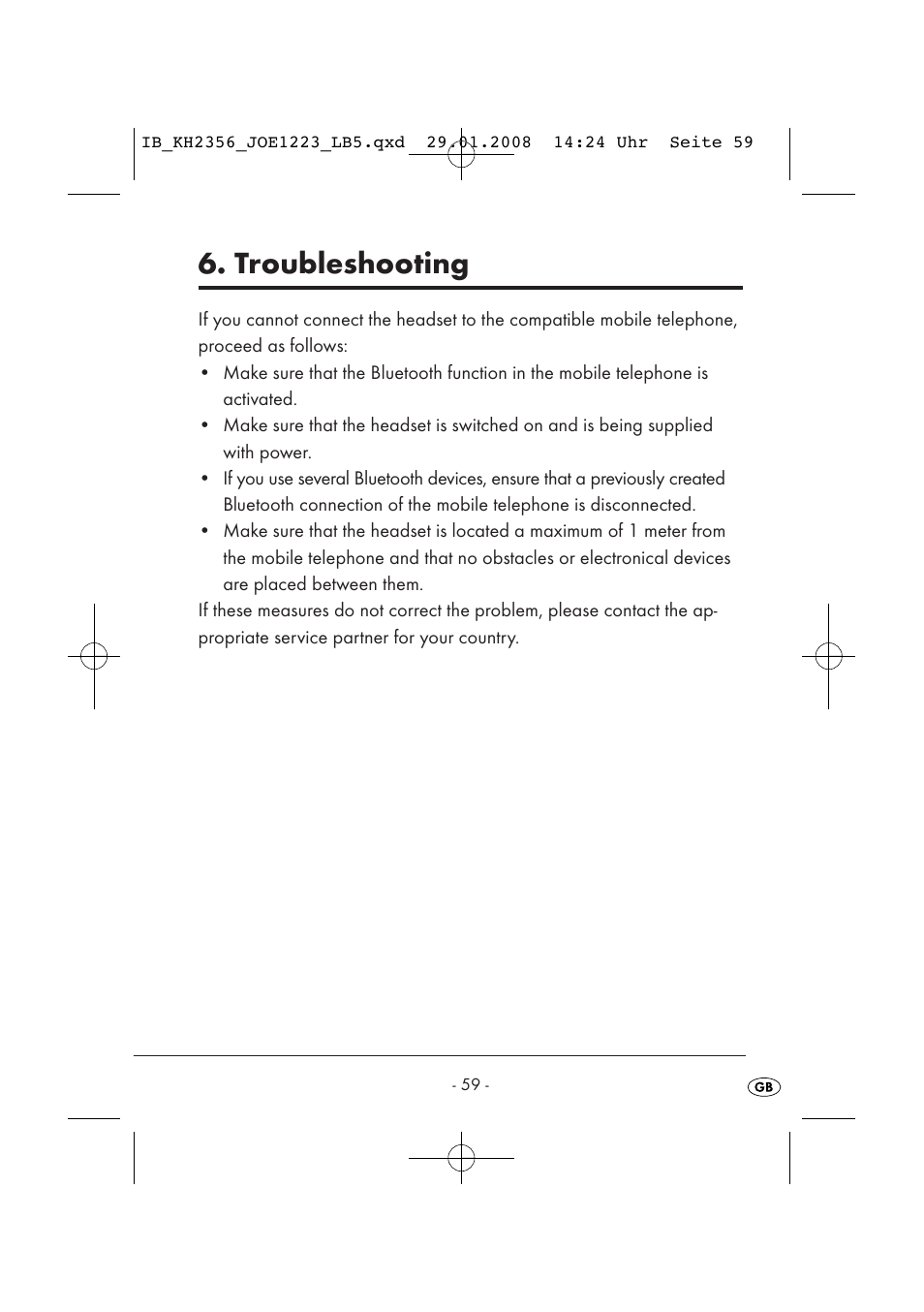 Troubleshooting | Kompernass KH 2356 User Manual | Page 61 / 68