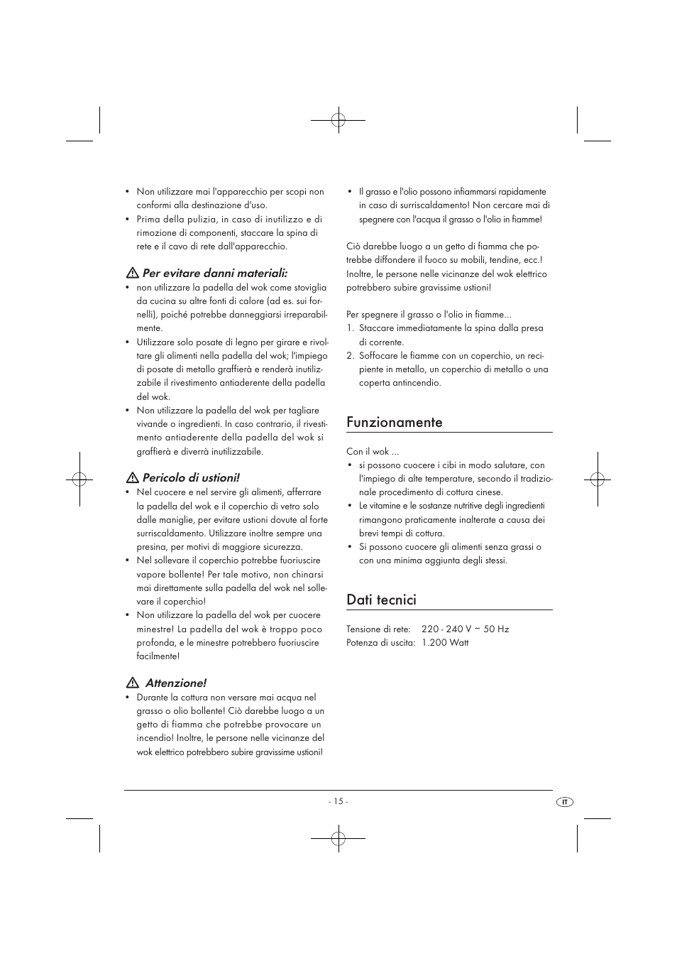 Funzionamente, Dati tecnici | Kompernass KH1099-04/08-V2 User Manual | Page 17 / 50