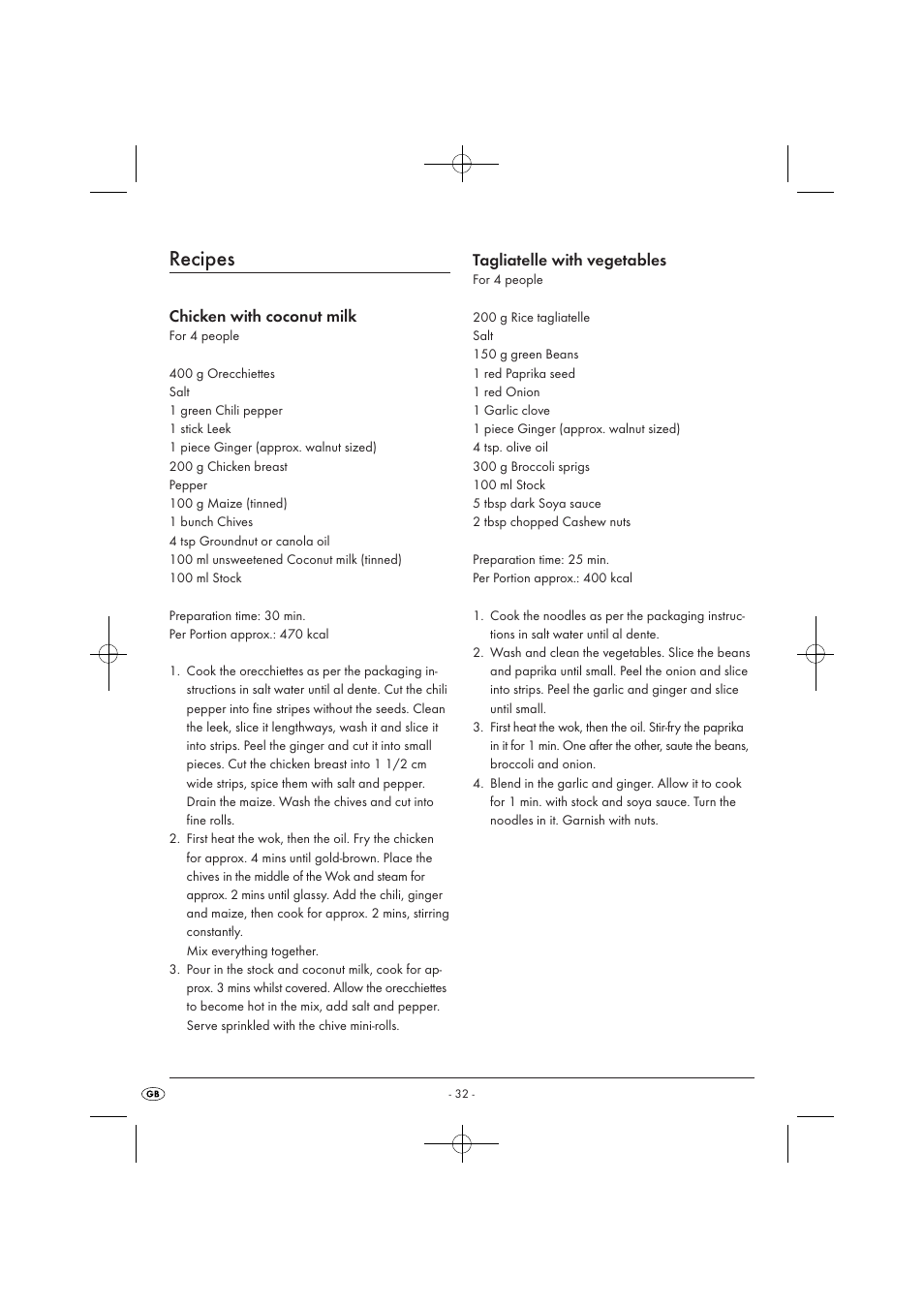 Recipes | Kompernass KH1099-04/08-V2 User Manual | Page 34 / 50