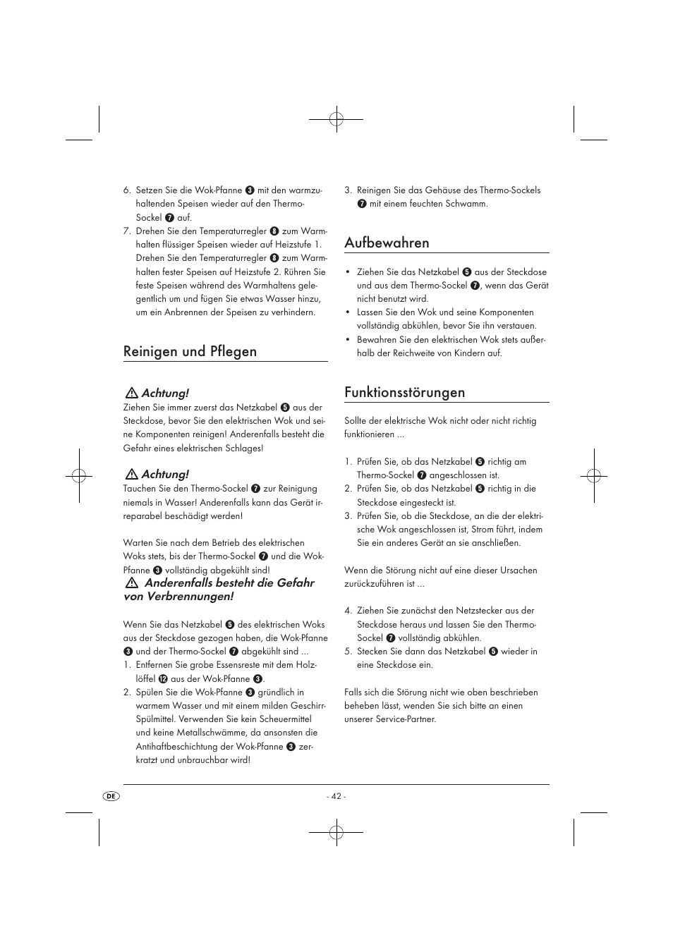 Reinigen und pflegen, Aufbewahren, Funktionsstörungen | Kompernass KH1099-04/08-V2 User Manual | Page 44 / 50
