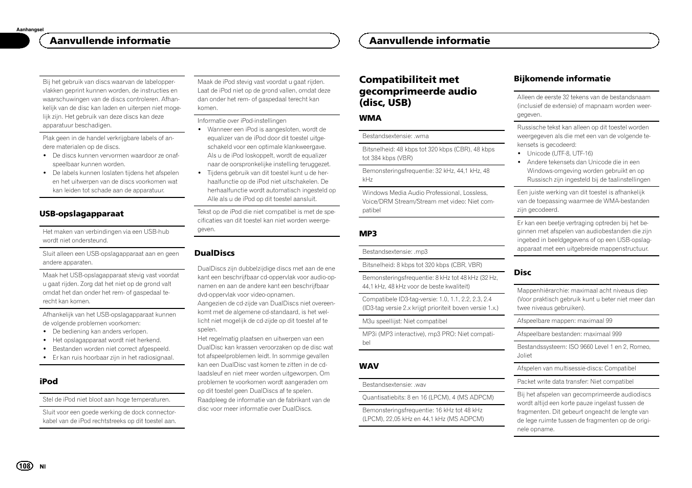 Aanvullende informatie | Pioneer DEH-2400UB  EU User Manual | Page 108 / 132