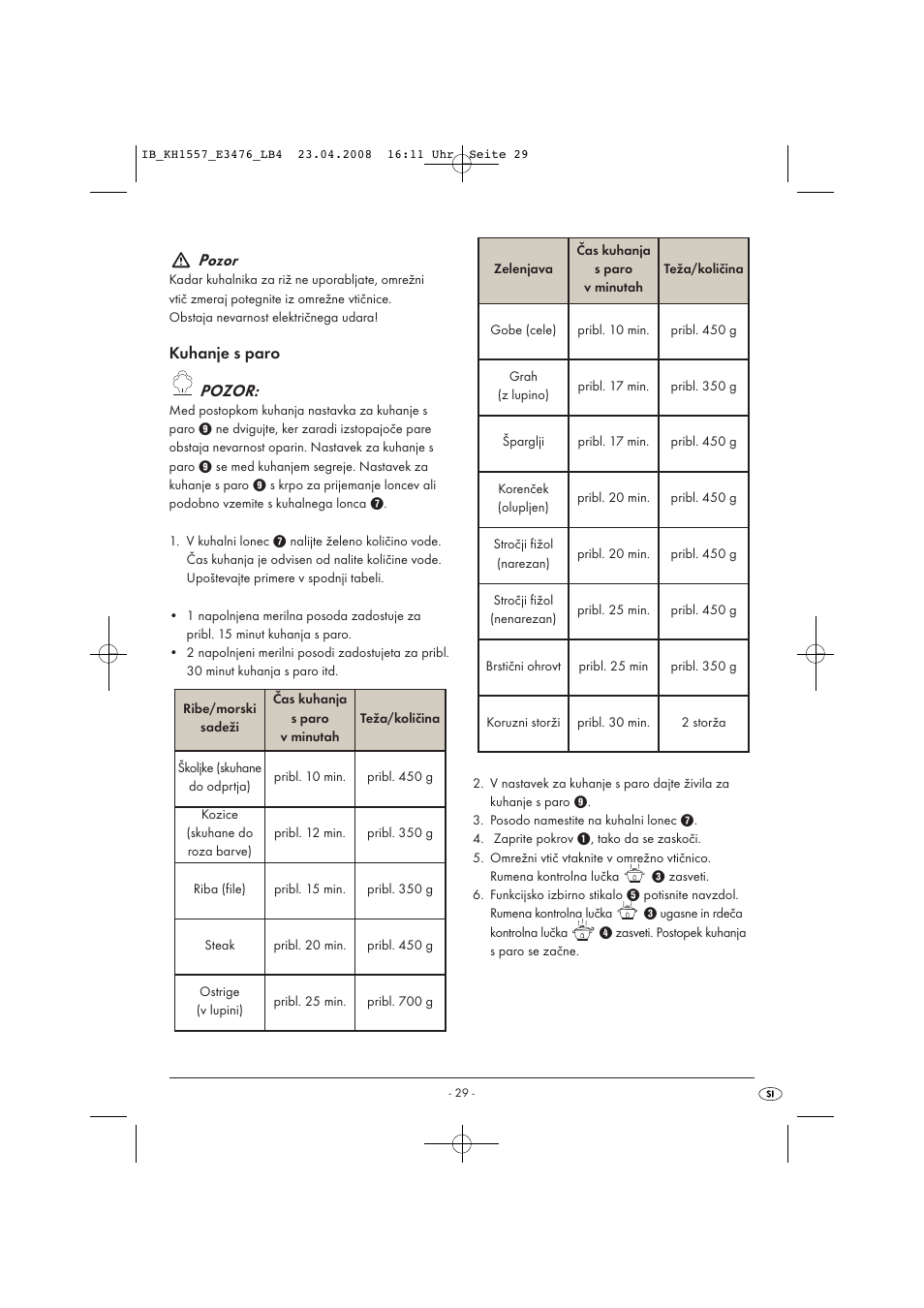 Pozor | Kompernass KH 1557 User Manual | Page 31 / 65