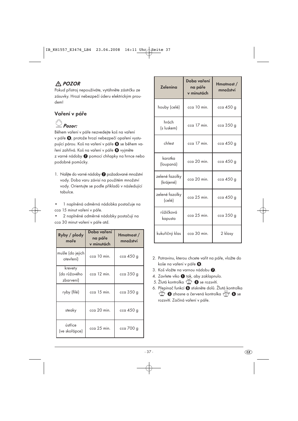 Pozor | Kompernass KH 1557 User Manual | Page 39 / 65