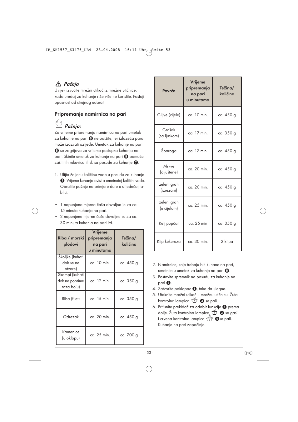 Pažnja | Kompernass KH 1557 User Manual | Page 55 / 65
