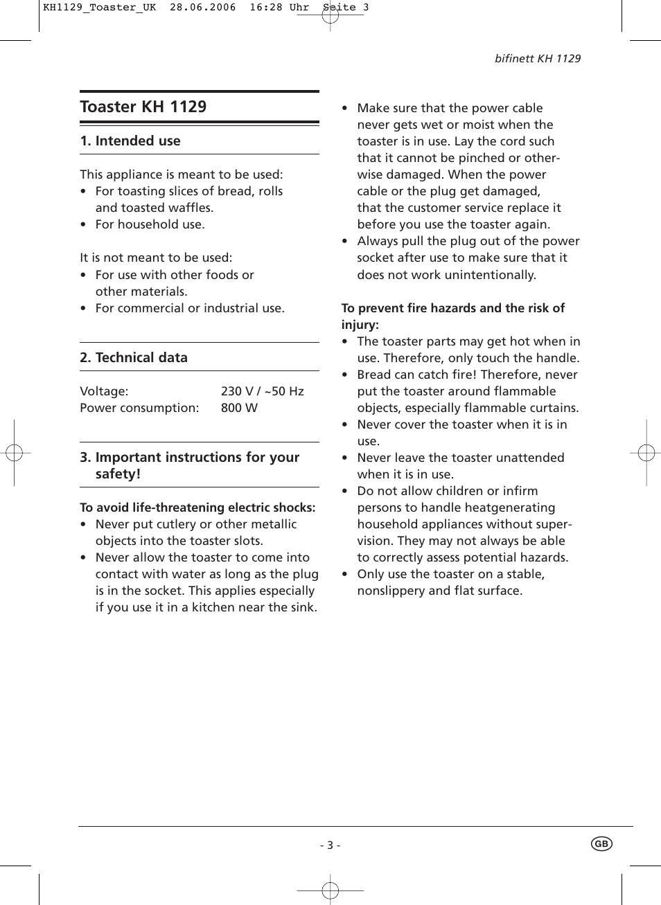 Toaster kh 1129 | Kompernass KH 1129 User Manual | Page 5 / 7