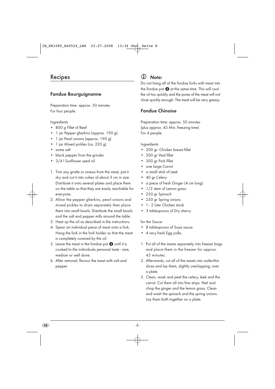 Recipes | Kompernass KH 1090 User Manual | Page 10 / 12