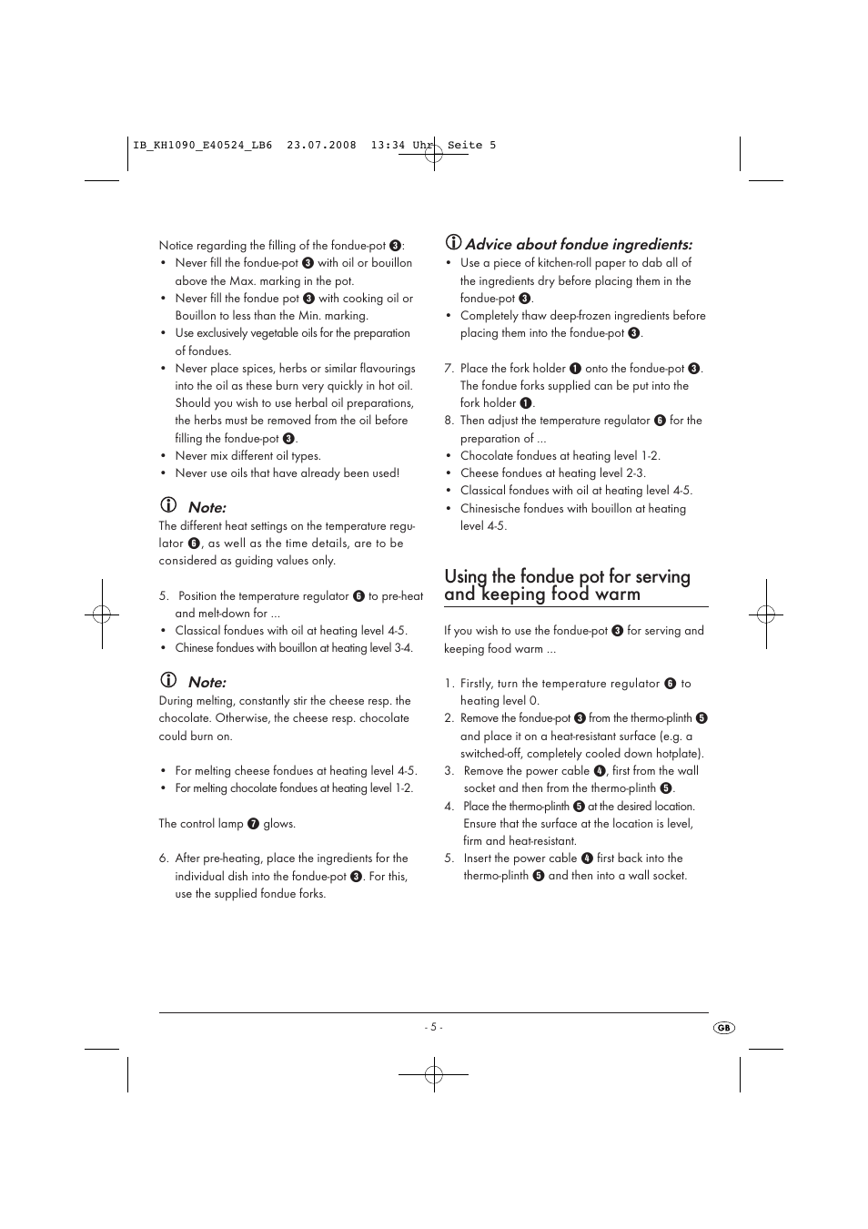 Advice about fondue ingredients | Kompernass KH 1090 User Manual | Page 7 / 12