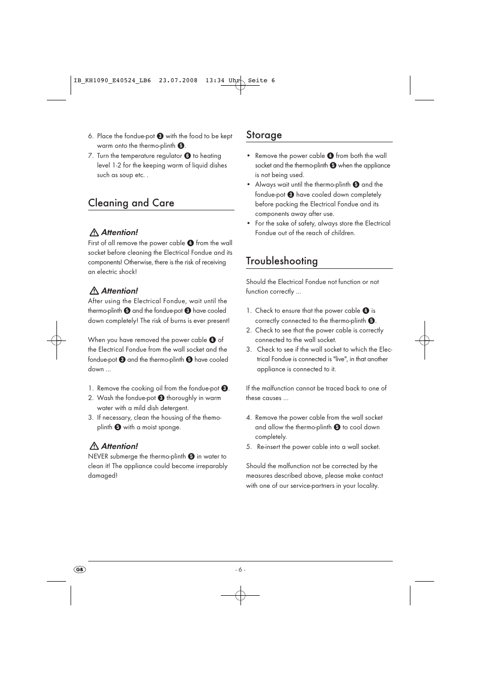 Cleaning and care, Storage, Troubleshooting | Kompernass KH 1090 User Manual | Page 8 / 12
